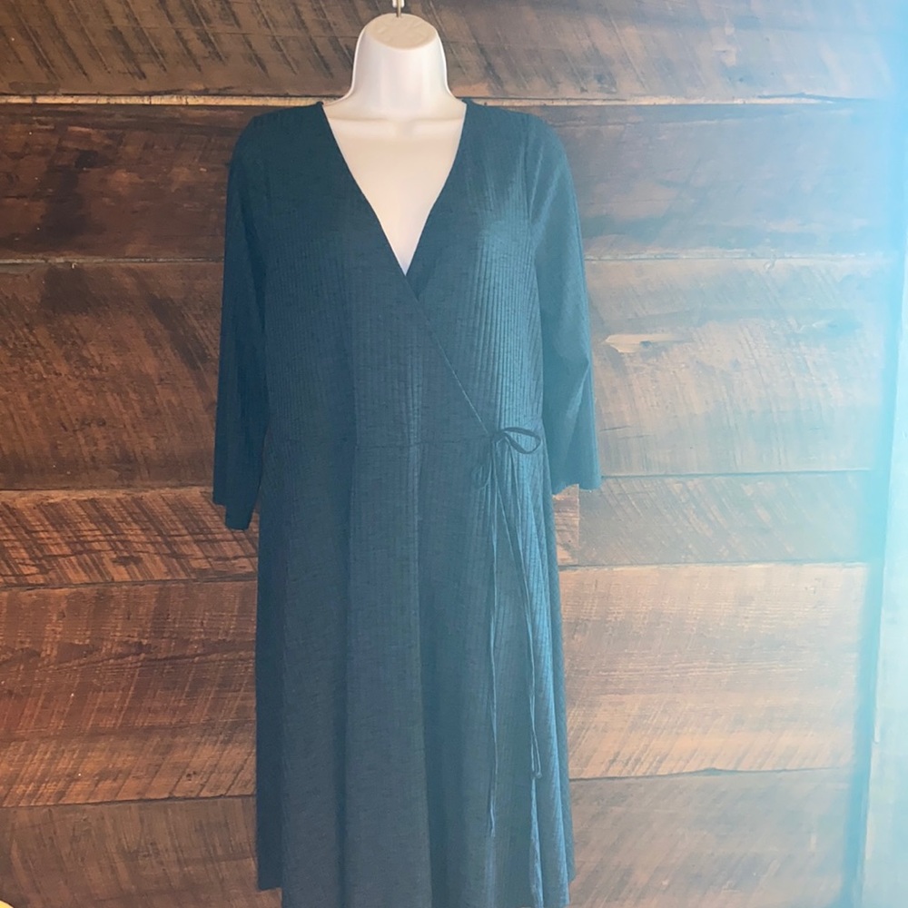 Women’s Deep Teal Wrap Dress - Elegant V-Neck